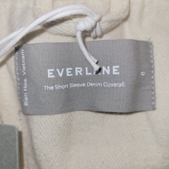 EVERLANE The Short Sleeve Denim Overall In Seeded Ecru Size 6 - Picture 5 of 15